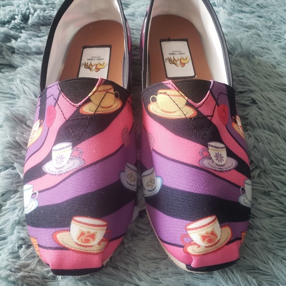 Lions and Tigers Apparel Shoes - Alice in Wonderland Tea Party Canvas Slip On Shoes